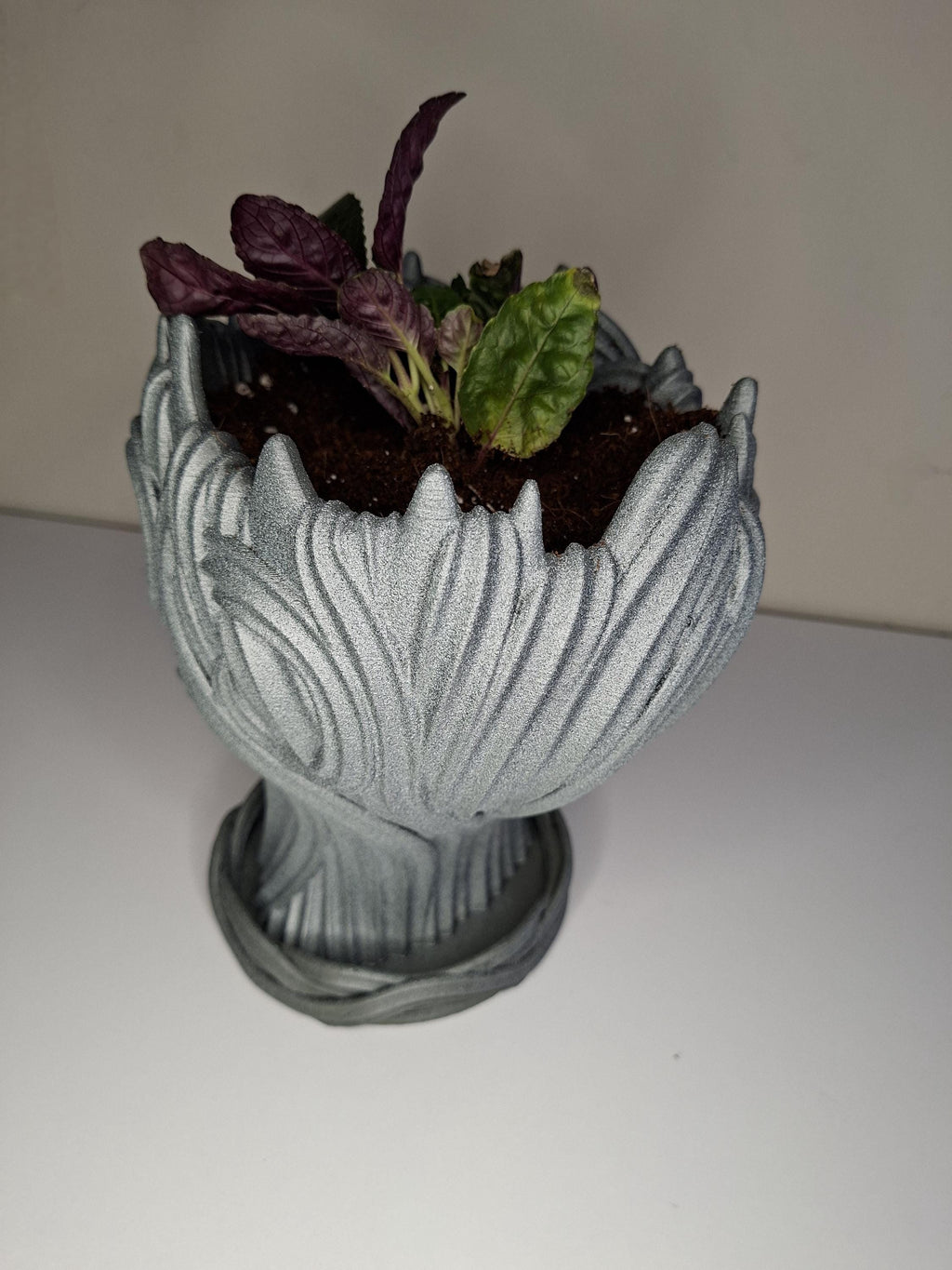 Wind Goddess Planter – Stone Look 3D Printed Pot with Drip Tray – Woodland Nature Decor