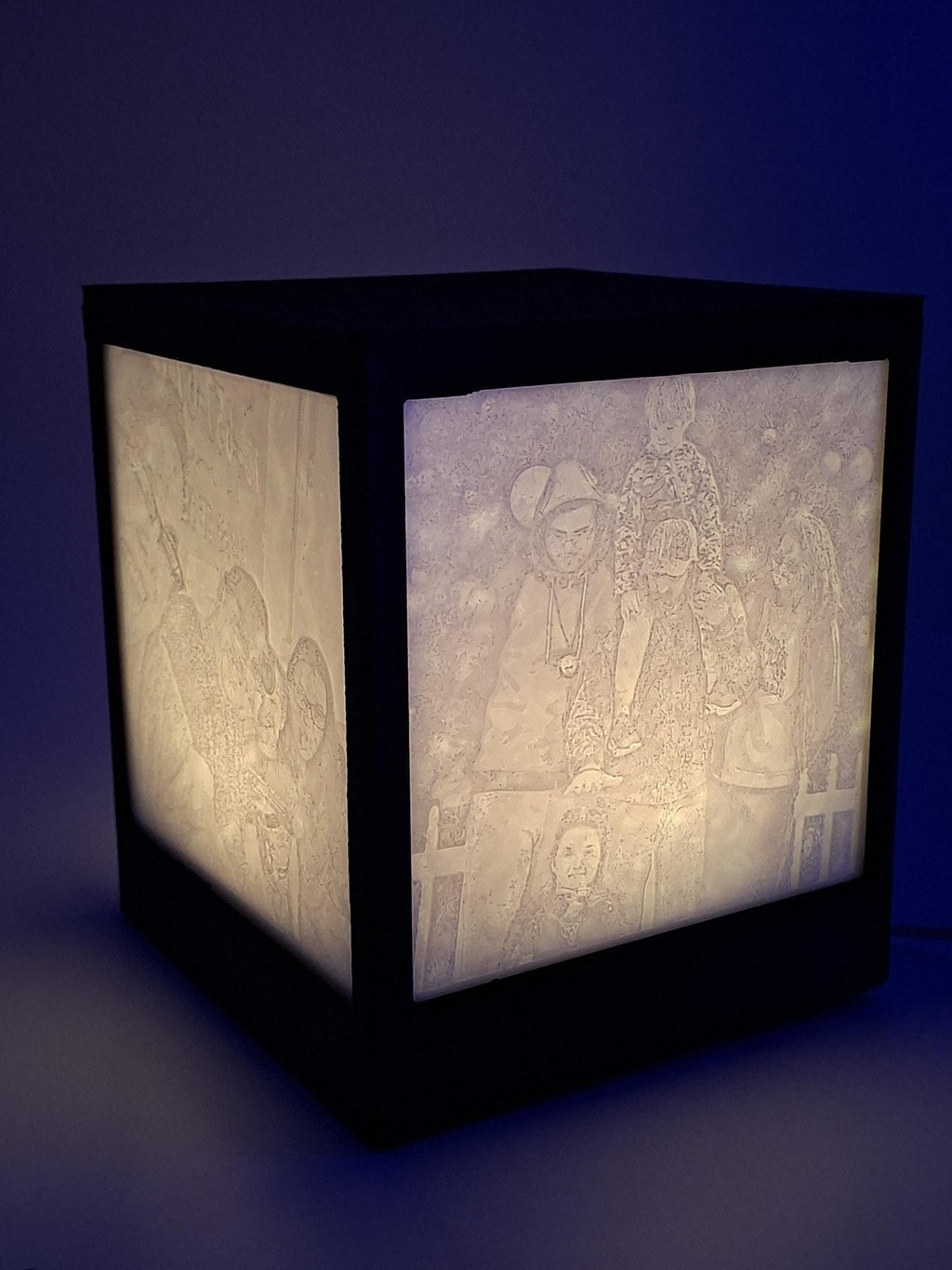 Custom Lithophane Photo Cube Lamp – Personalized 3 Photo Night Light (LED Color Changing)