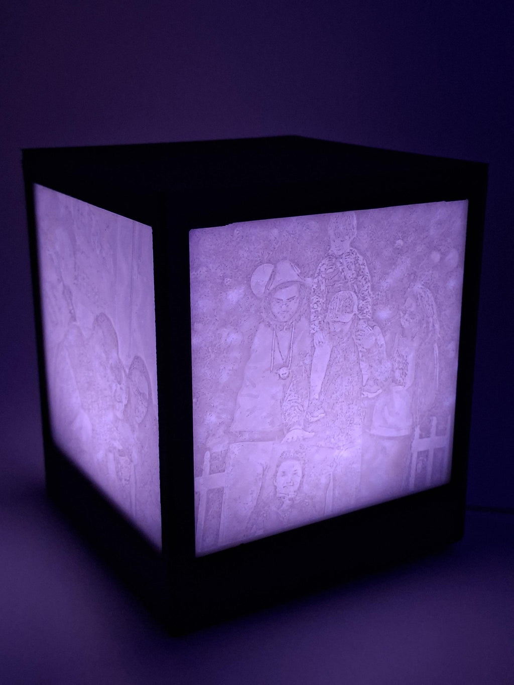 Custom Lithophane Photo Cube Lamp – Personalized 3 Photo Night Light (LED Color Changing)