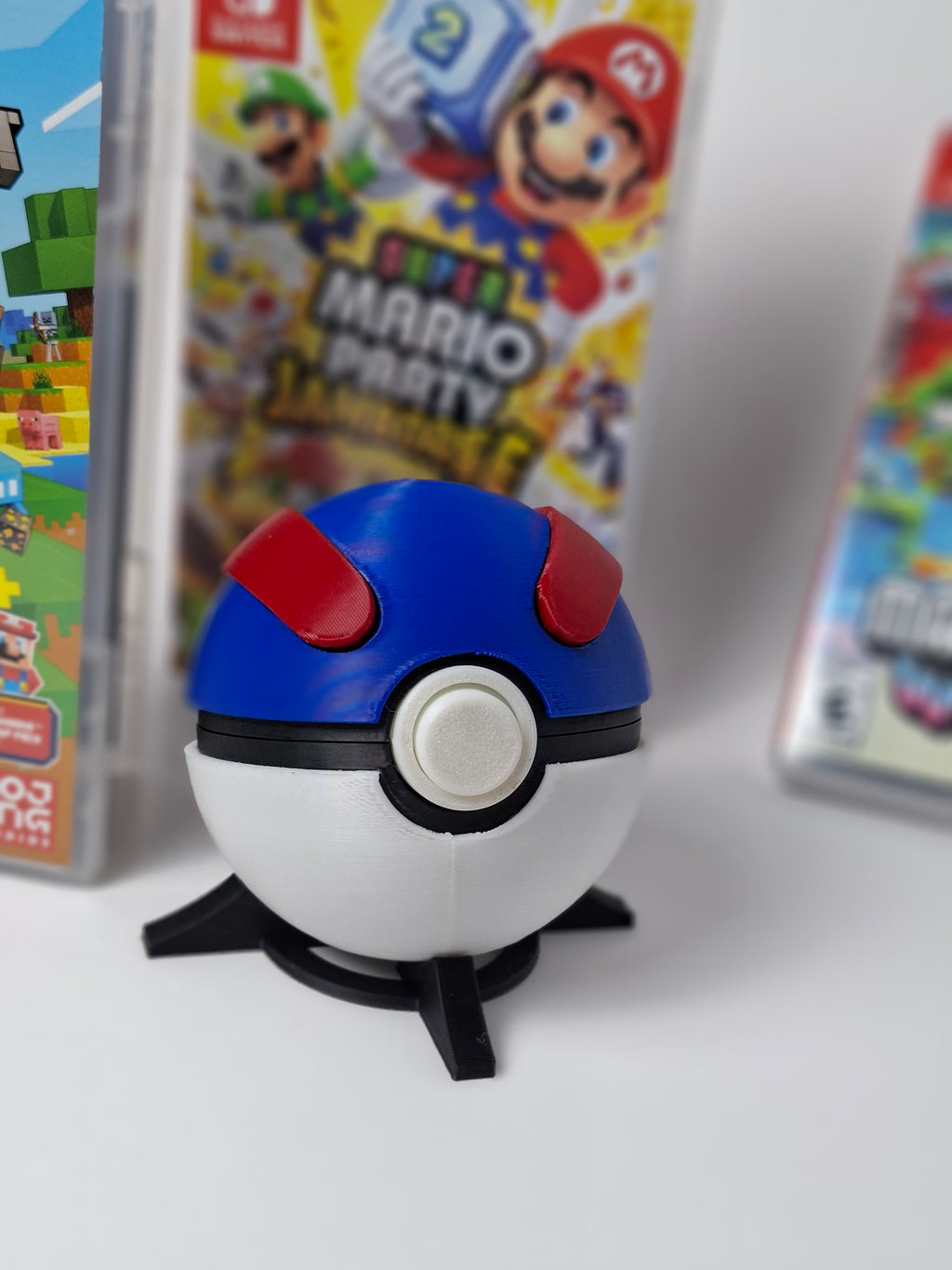 PokeBall Inspired Game Holder – Holds 12 Nintendo Switch Games – 3D Printed Game Cartridge Storage – Gaming Display Case with Stand