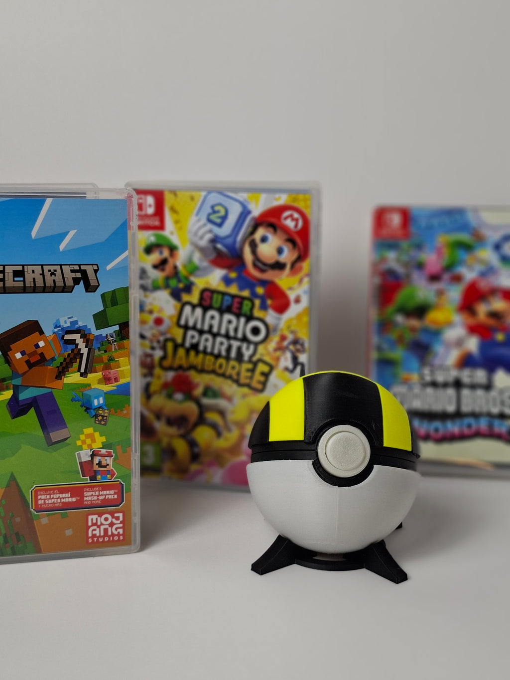 PokeBall Inspired Game Holder – Holds 12 Nintendo Switch Games – 3D Printed Game Cartridge Storage – Gaming Display Case with Stand