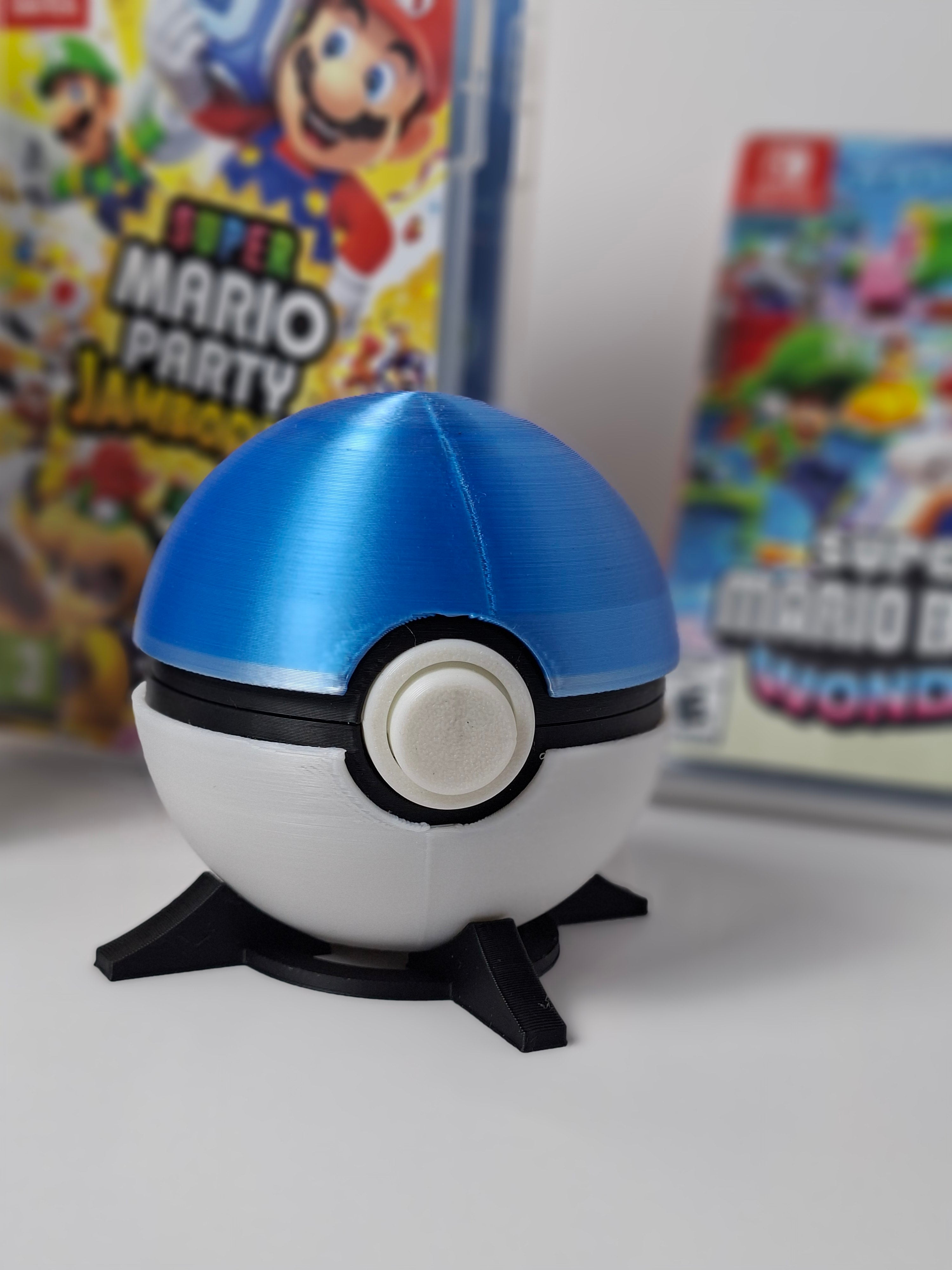 PokeBall Inspired Game Holder – Holds 12 Nintendo Switch Games – 3D Printed Game Cartridge Storage – Gaming Display Case with Stand