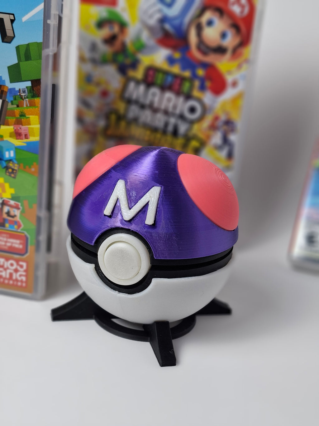 PokeBall Inspired Game Holder – Holds 12 Nintendo Switch Games – 3D Printed Game Cartridge Storage – Gaming Display Case with Stand