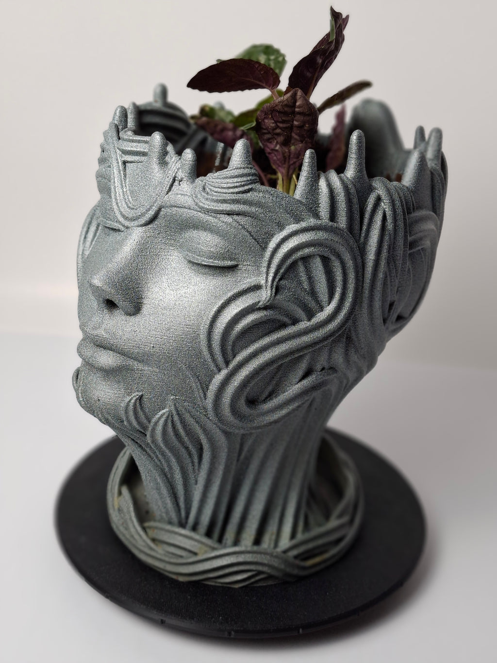 Wind Goddess Planter – Stone Look 3D Printed Pot with Drip Tray – Woodland Nature Decor
