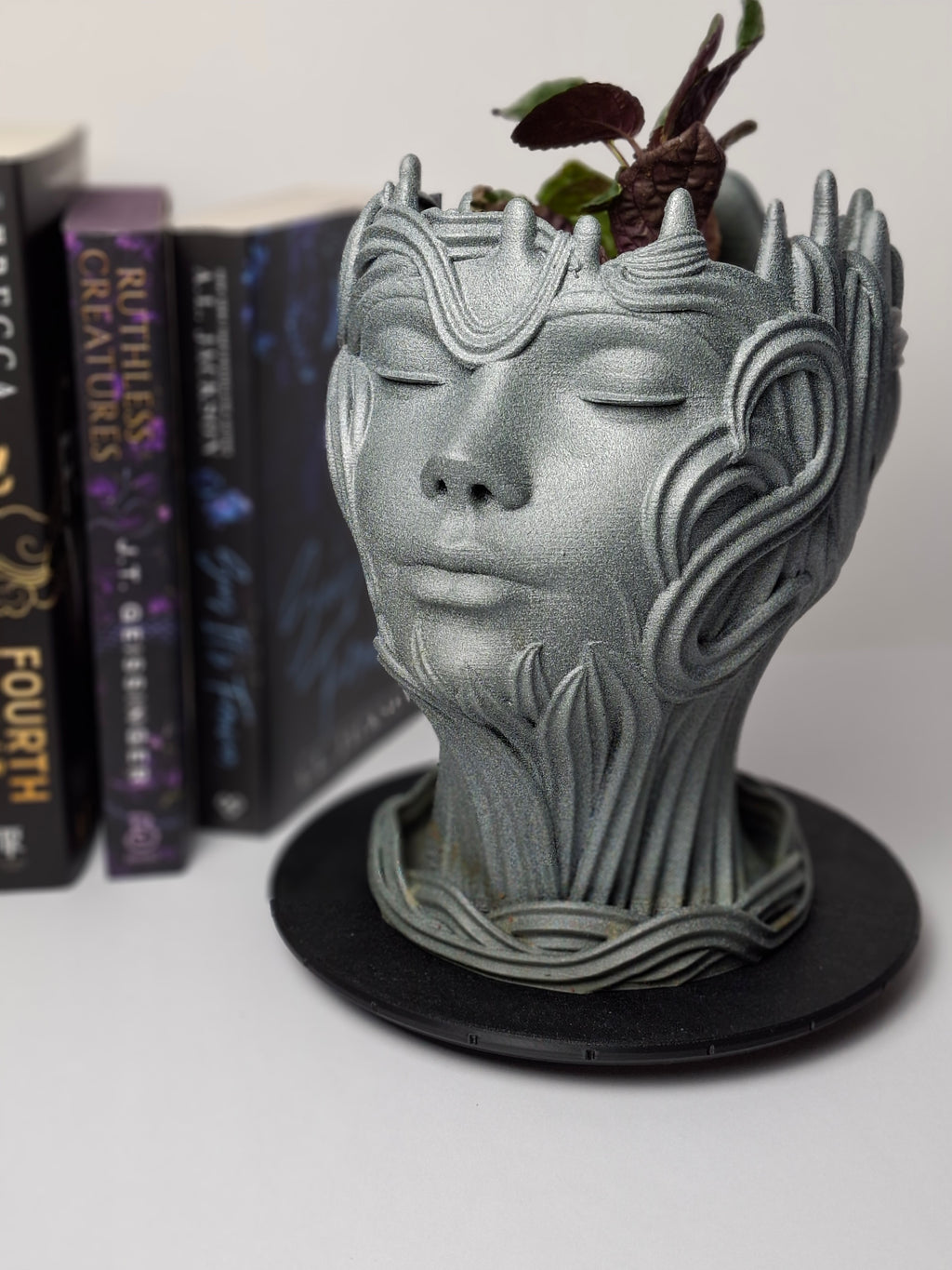 Wind Goddess Planter – Stone Look 3D Printed Pot with Drip Tray – Woodland Nature Decor