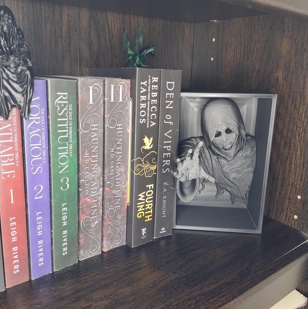 Grim Reaper Book Nook – Dark Fantasy Bookshelf Insert