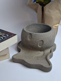 3D Printed Emoji Face Pot with Attached River Drip Tray – Melting Face Planter – Humorous Plant Decor